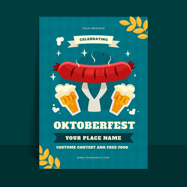 Hand drawn flat oktoberfest poster