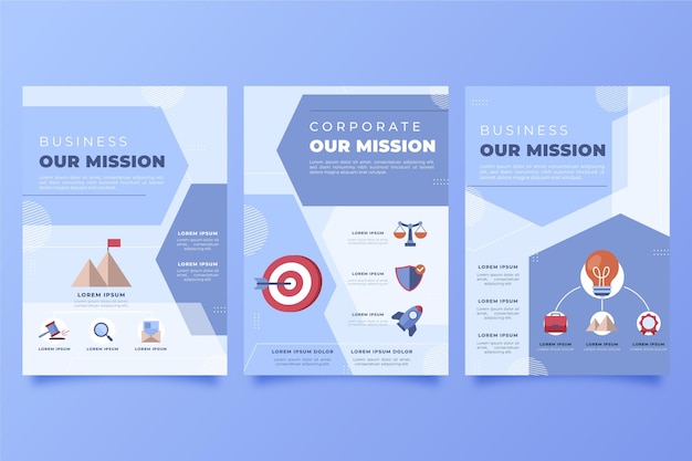 Free Vector hand drawn flat our mission flyers