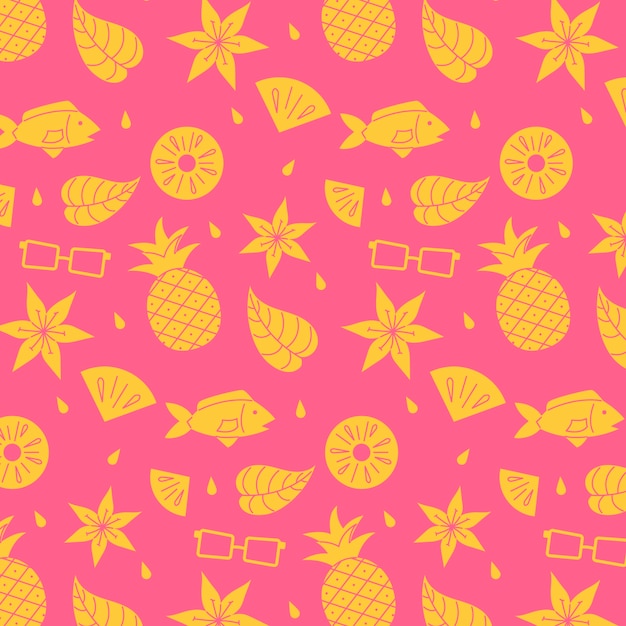 Hand drawn flat pattern summer duotone