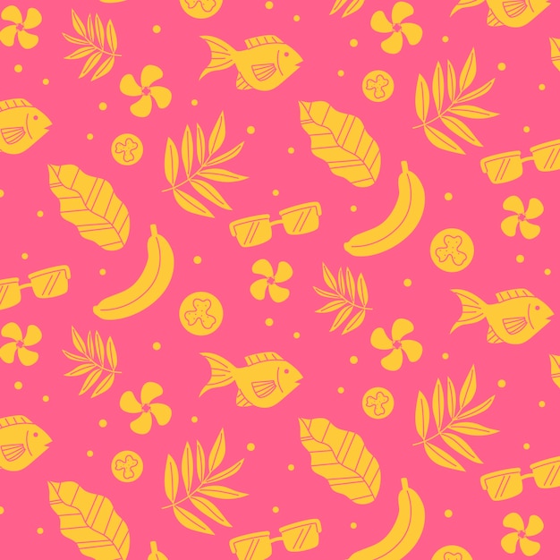 Hand drawn flat pattern summer duotone