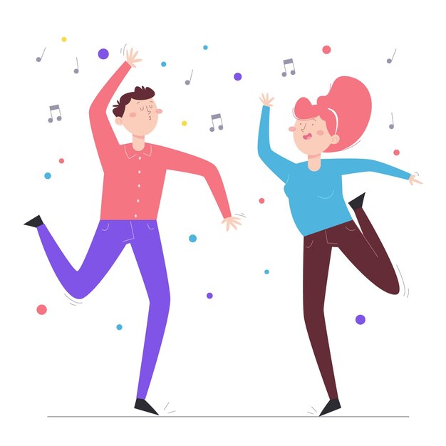 Hand drawn flat people dancing