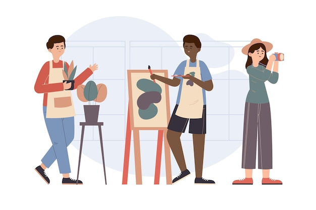 Free Vector hand drawn flat people hobbies