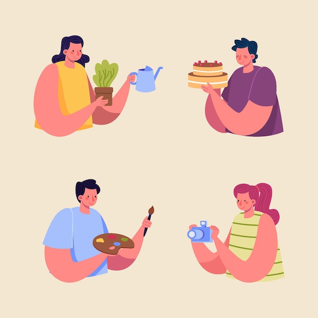 Free Vector hand drawn flat people hobbies