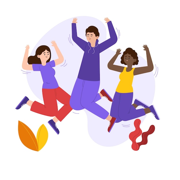 Free Vector hand drawn flat people jumping