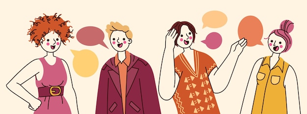 Hand drawn flat people talking