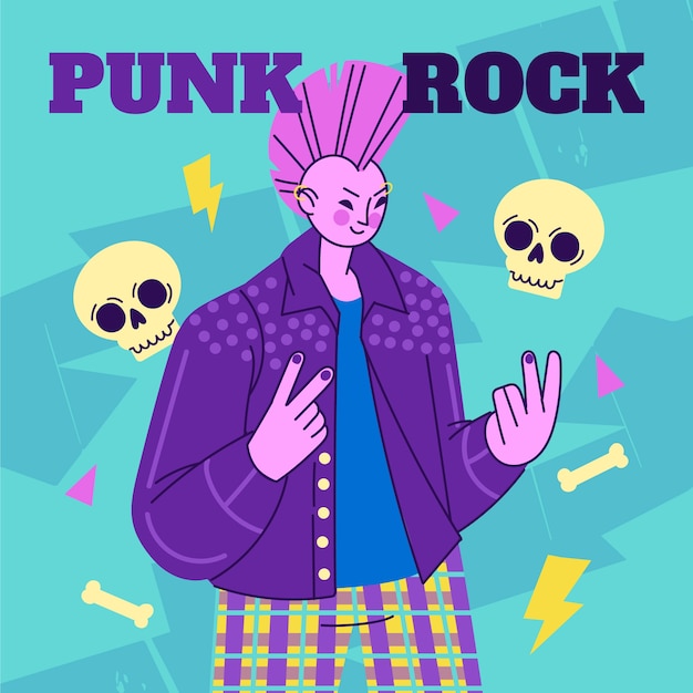 Free Vector hand drawn flat punk rock illustration