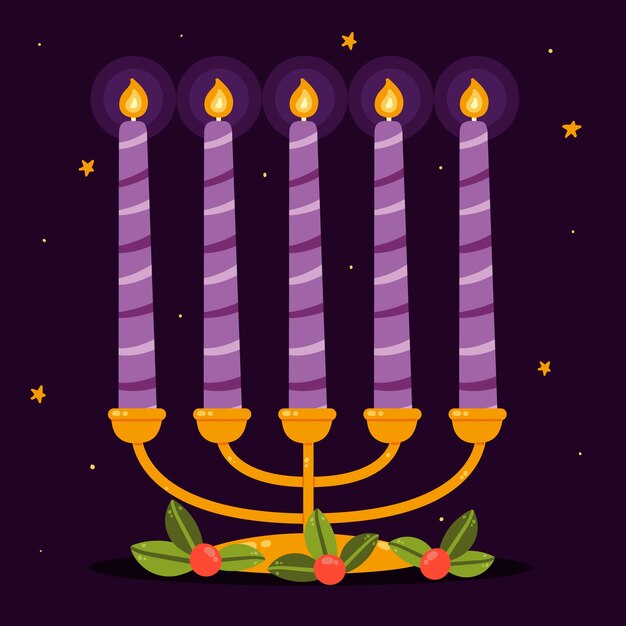 Hand drawn flat purple candles illustration