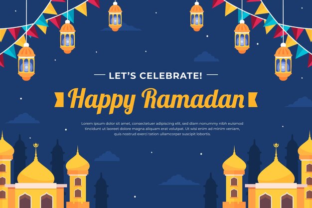 Hand drawn flat ramadan background