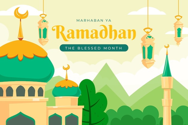 Hand drawn flat ramadan illustration