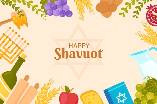 Free vector hand drawn flat shavuot background