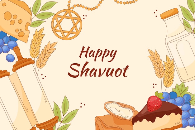 Free vector hand drawn flat shavuot background