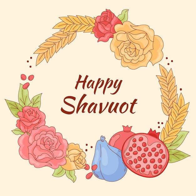 Hand drawn flat shavuot illustration