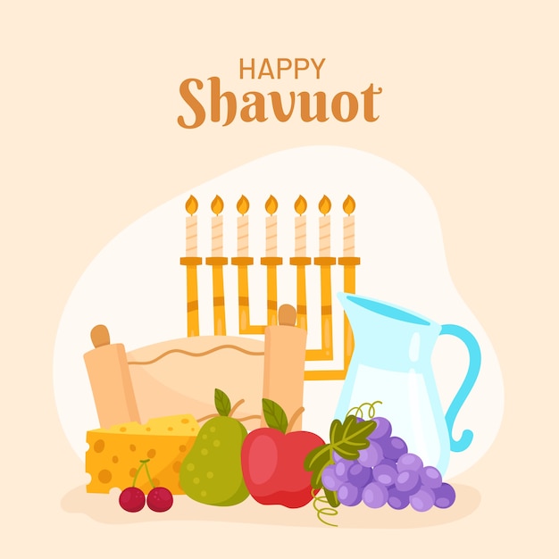 Free vector hand drawn flat shavuot