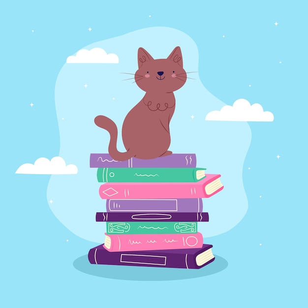 Free Vector hand drawn flat stack of books