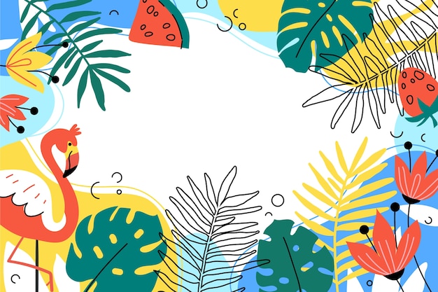 Hand drawn flat summer background