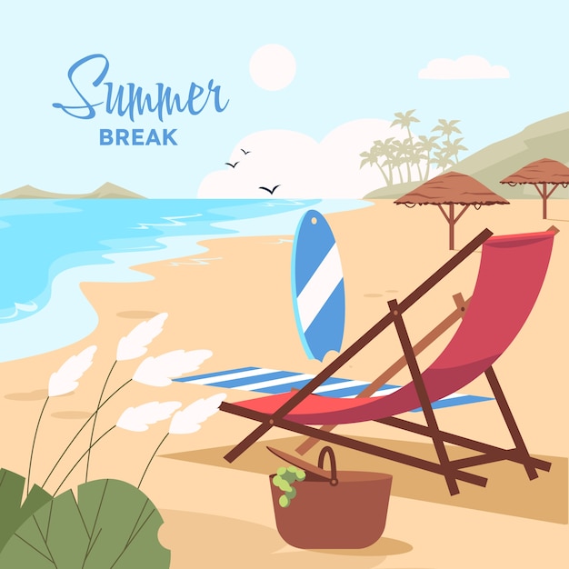 Free Vector hand drawn flat summer break illustration