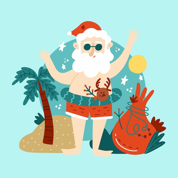 Free Vector hand drawn flat summer christmas illustration