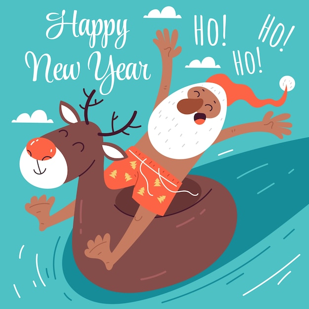 Free Vector hand drawn flat summer christmas illustration