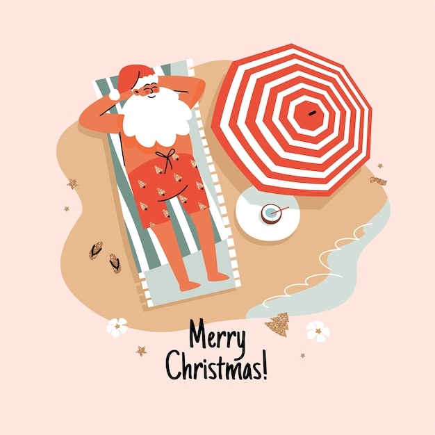 Hand drawn flat summer christmas illustration