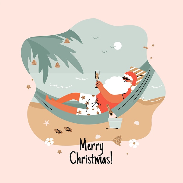 Free Vector hand drawn flat summer christmas illustration