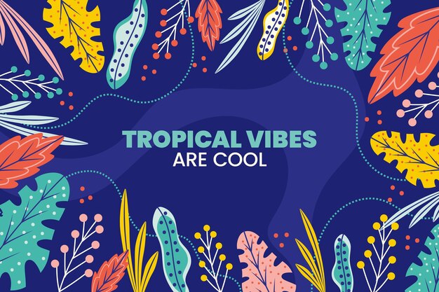 Hand drawn flat summer tropical background