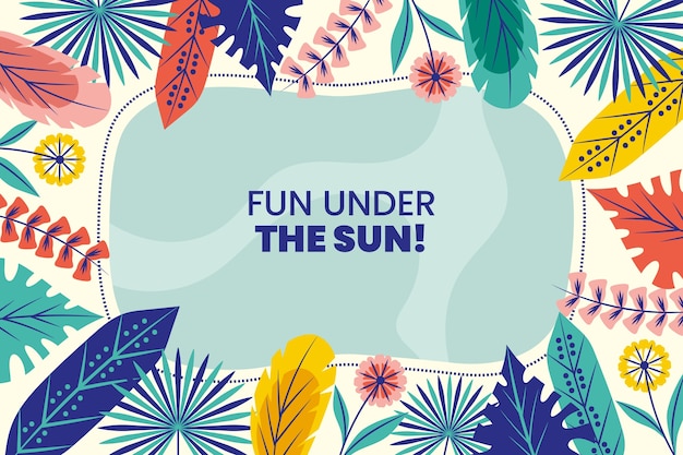 Hand drawn flat summer tropical background