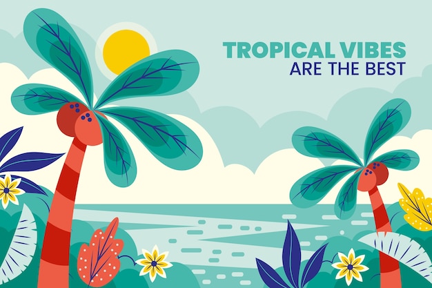 Free Vector hand drawn flat summer tropical background