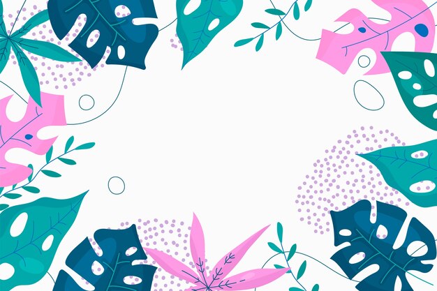 Hand drawn flat summer tropical background