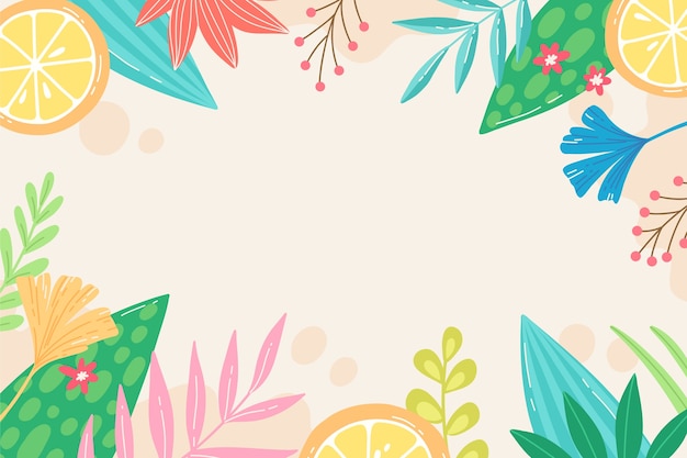 Hand drawn flat summer tropical background