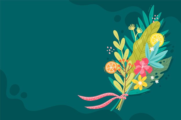 Hand drawn flat summer tropical background