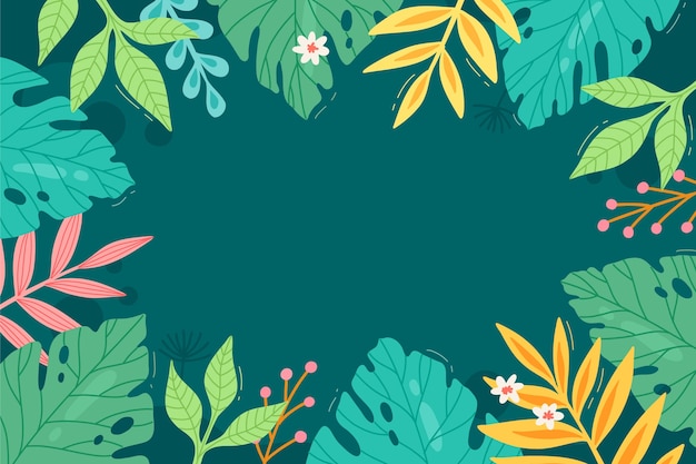 Hand drawn flat summer tropical background