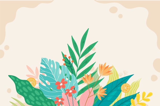 Hand drawn flat summer tropical background