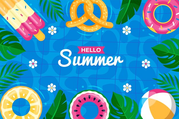 Hand drawn flat summer tropical background