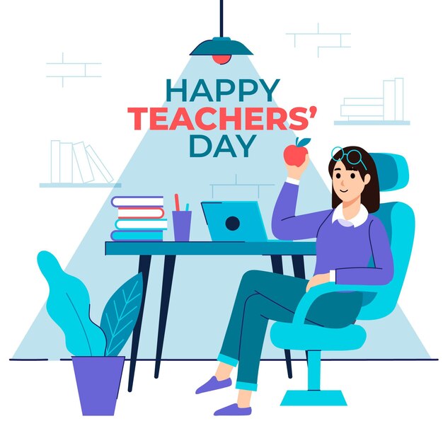 Hand drawn flat teachers' day background