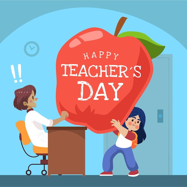 Hand drawn flat teachers' day background