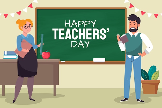 Hand drawn flat teachers' day background