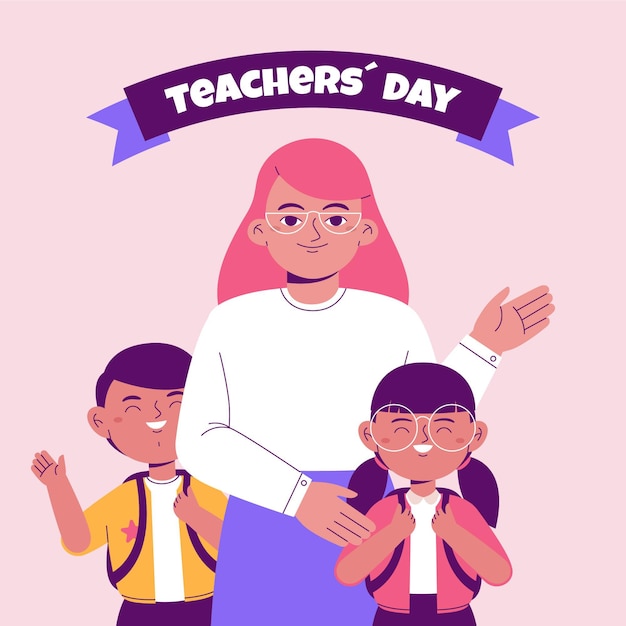 Free Vector hand drawn flat teachers' day background