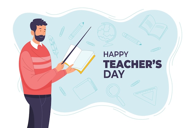 Free Vector hand drawn flat teachers' day background