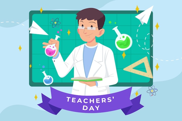 Hand drawn flat teachers' day background