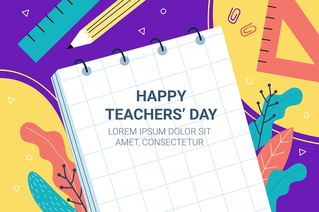 Free vector hand drawn flat teachers' day background