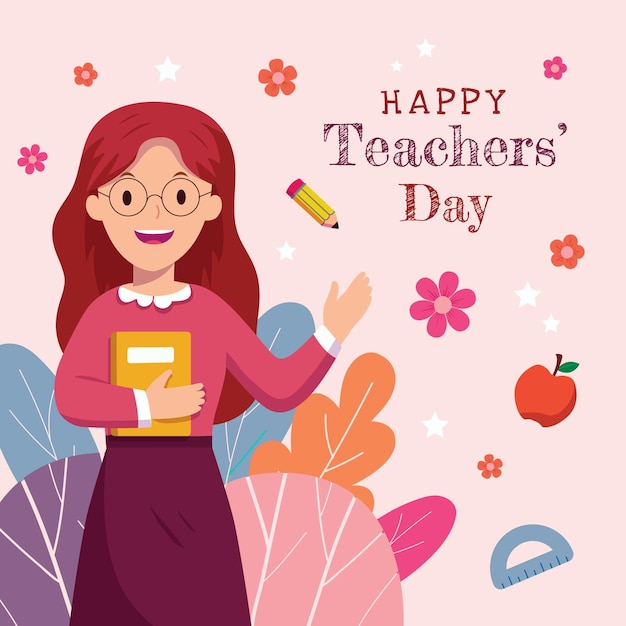 Hand drawn flat teachers' day background