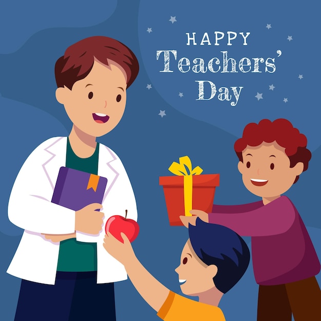 Hand drawn flat teachers' day background