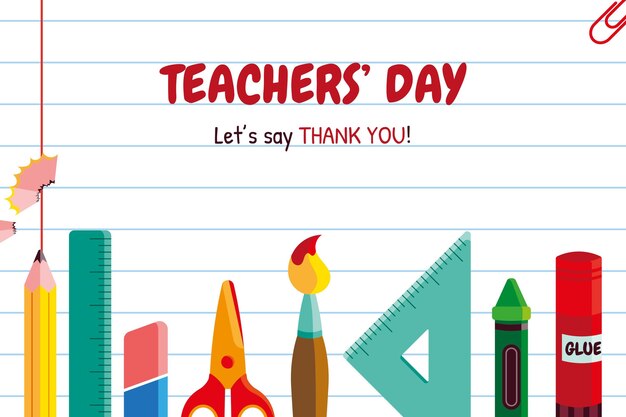 Hand drawn flat teachers' day background