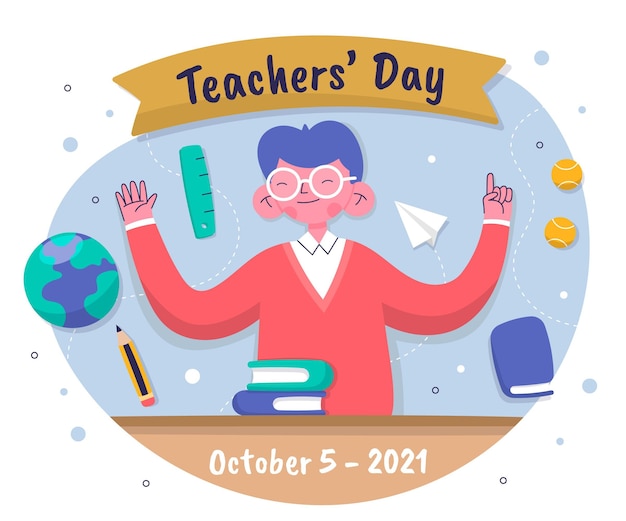 Free Vector hand drawn flat teachers' day illustration