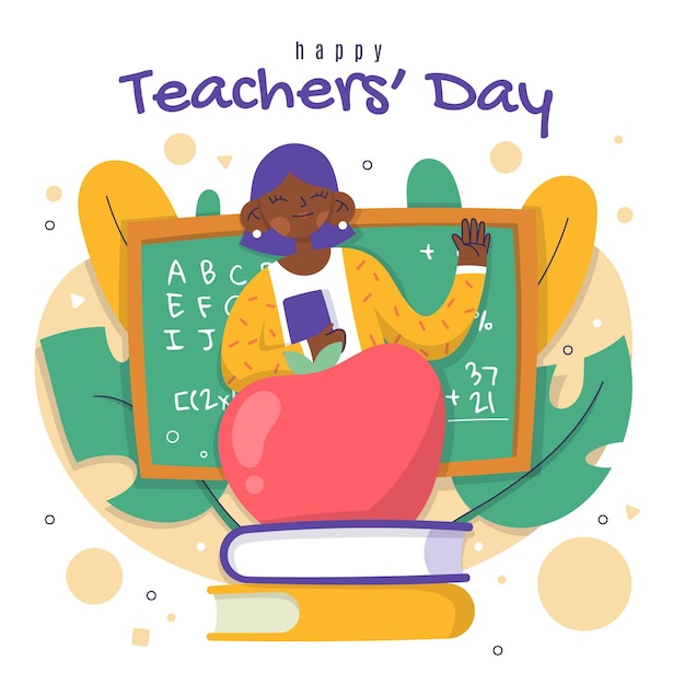 Hand drawn flat teachers' day illustration