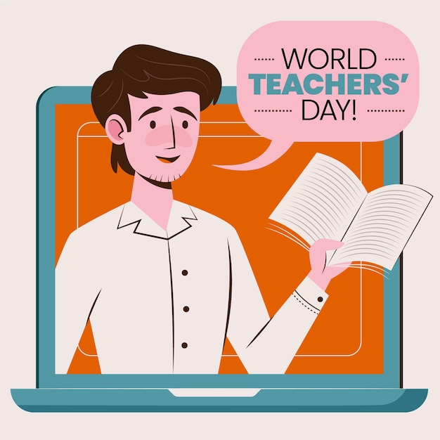 Hand drawn flat teachers' day illustration