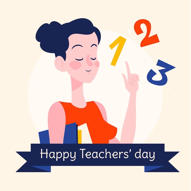 Hand drawn flat teachers' day illustration