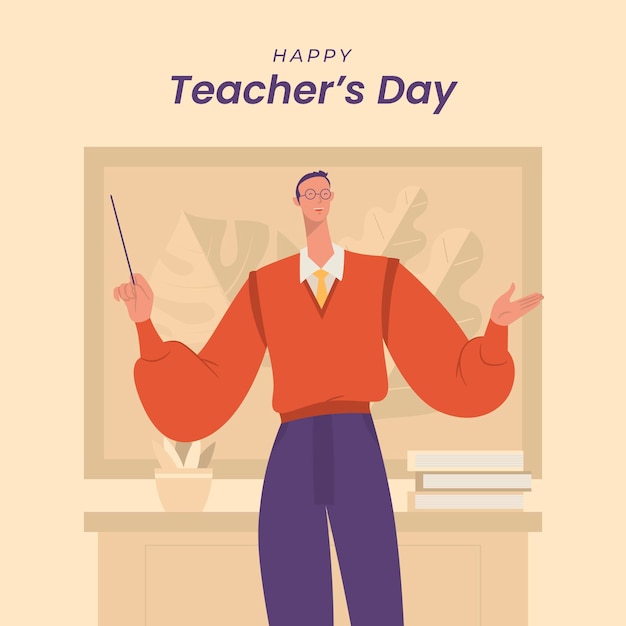 Free Vector hand drawn flat teachers' day illustration