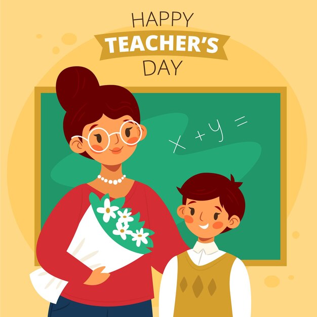 Hand drawn flat teachers' day illustration