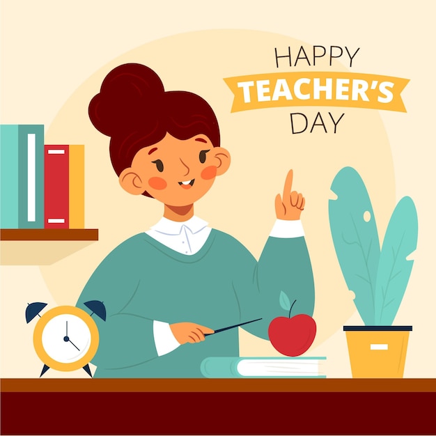 Hand drawn flat teachers' day illustration